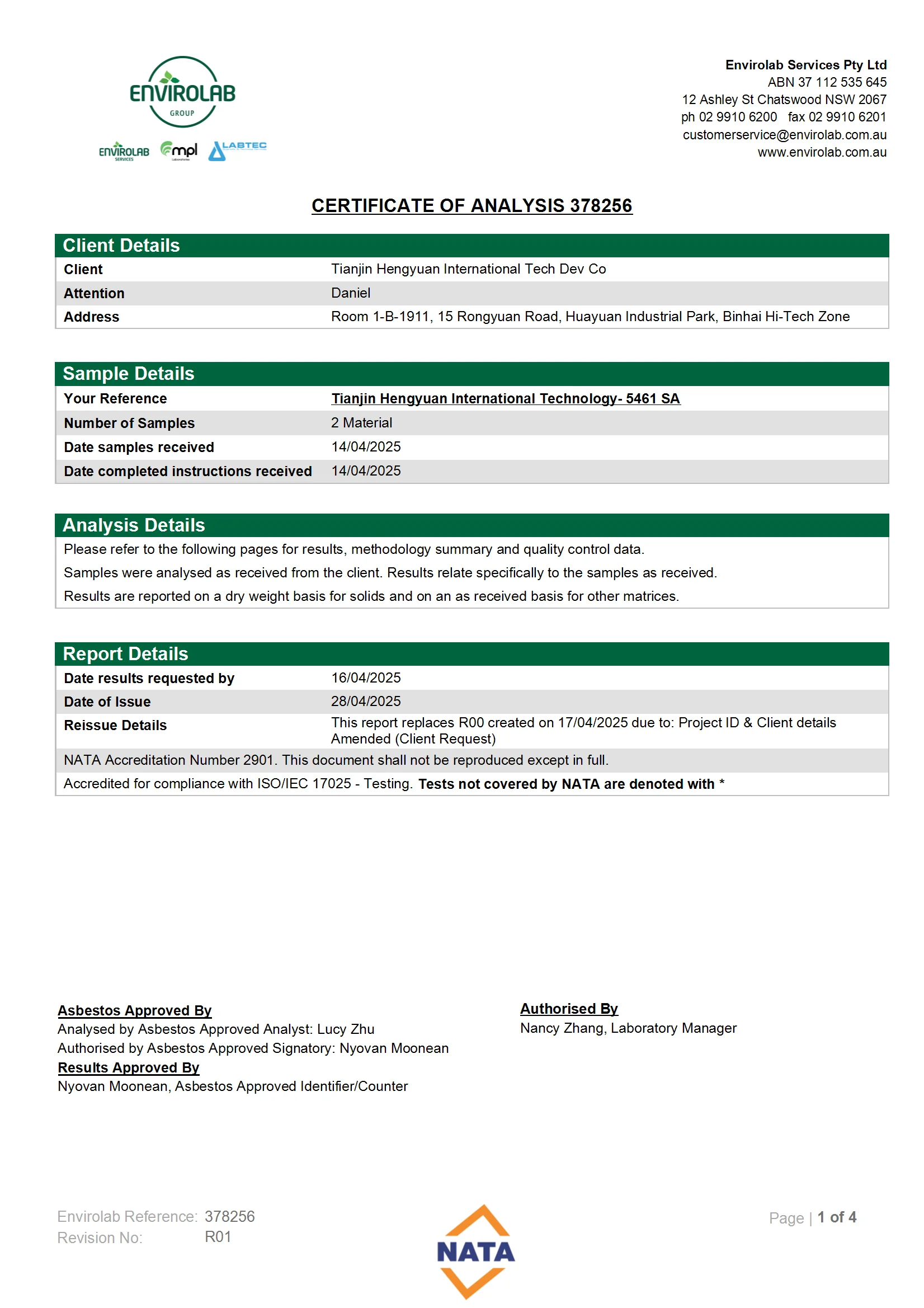 Certified Asbestos-Free